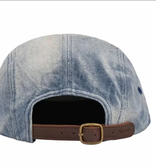 Button Baseball 24SS Washed Blue Leather Cowboy Hat Chino Serpentine Washed Pattern 0811